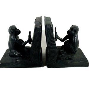 Vintage Cast Iron Monkey Bookend Reading Decorative Art Library Decor